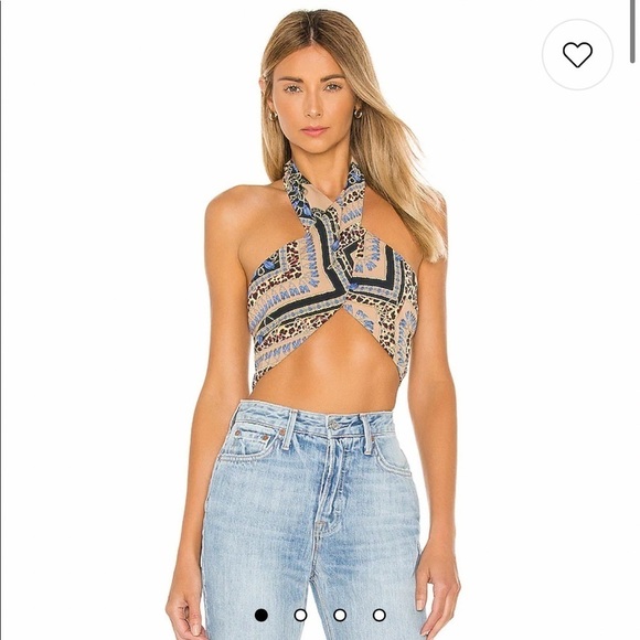 NWT Alondra Halter Wrap Top in Leopard Multi - S - Picture 1 of 5